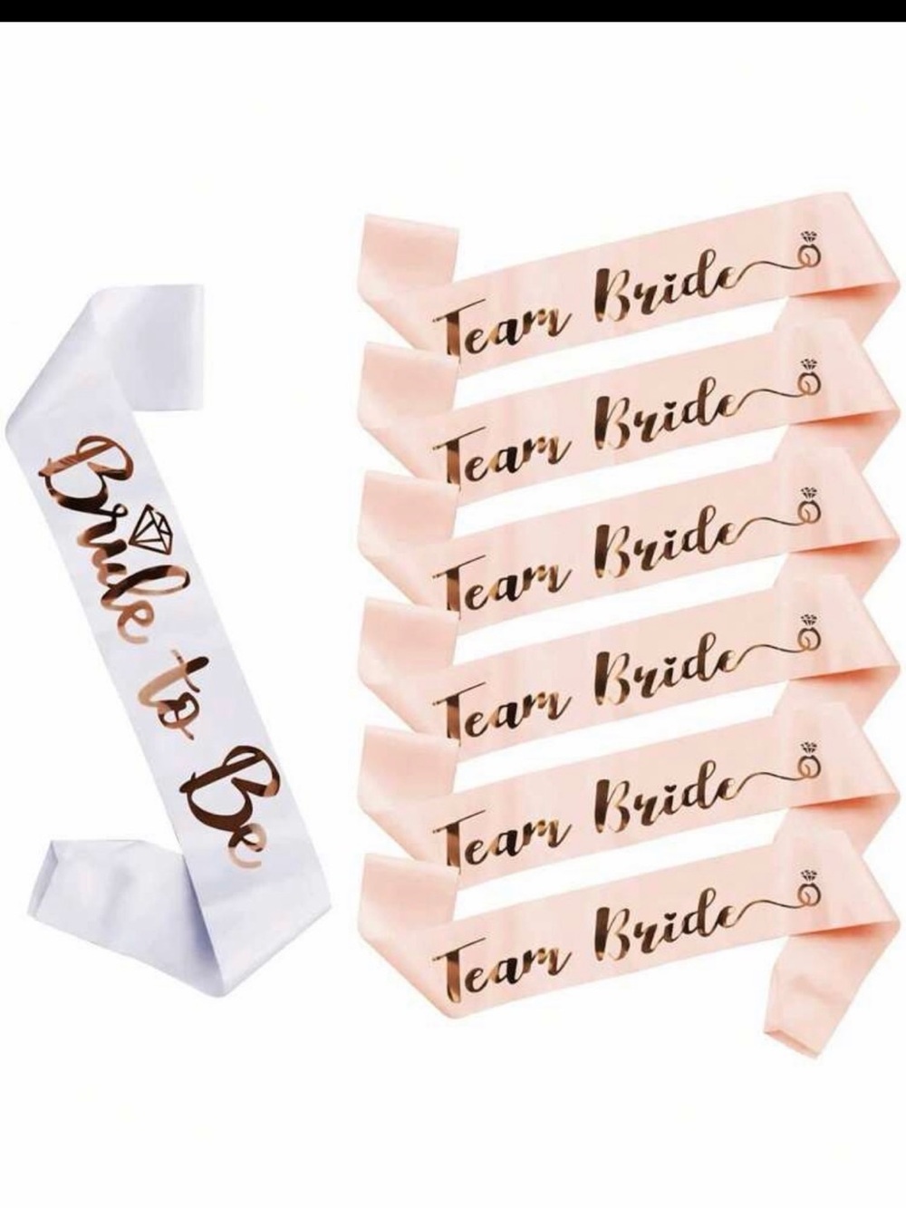 Bride to Be White Sash & Pink Team Bride Sashes Set - Bridal Party